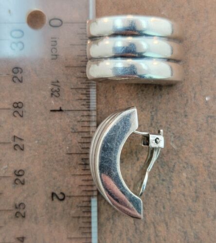 Large Vintage Cartier Sterling Silver Half Huggie Clip On Earrings Spain - Picture 12 of 15