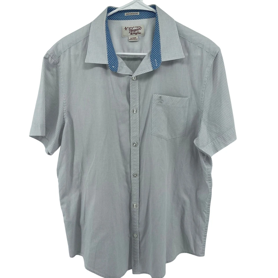 Camisa Penguin Heritage Calce Ajustado Abotonada Manga Corta Guinga XL Foto 2 de 4