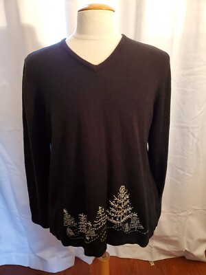 White Stag Women's 20 W XXL Sweater Black Winter Embroidery Long Sleeve