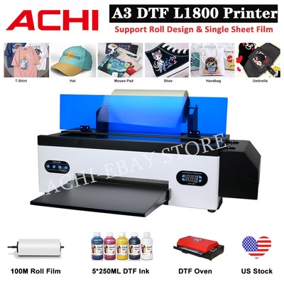 Achi A3 DTF Printer Direct to Film T-shirt Flatbed Heat Transfer EPSON L1800 US