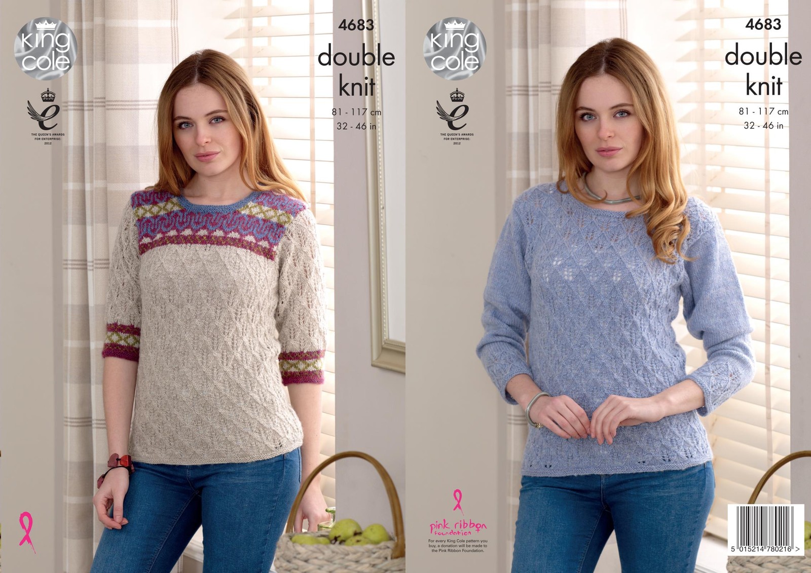 King Cole 4683 Knitting Pattern Womens Lace & Fair-Isle Sweaters in King Cole DK