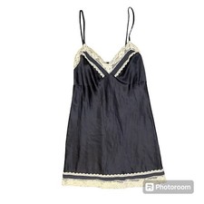 Vintage Victorias Secret Angels Night Lingerie / Gray / Ivory with Lace / Large