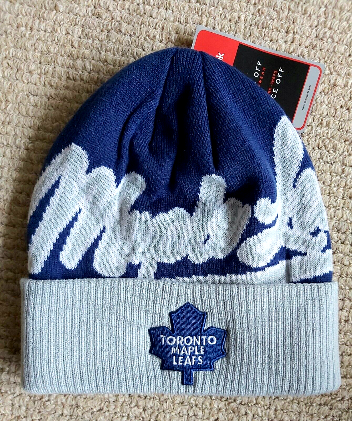 TORONTO MAPLE LEAFS Reebok Face Off CUFF Beanie Toque Hat Ice Hockey NHL Warm