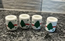 4 Crowning Touch Candle  Compliments Ceramic 1” Candle Holders Tree Design Japan