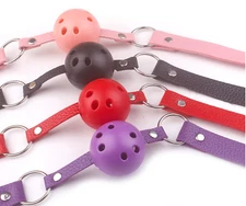 PU Leather Harness Belts Open Mouth Ball Gag Bondage BDSM Oral Plug Breathable