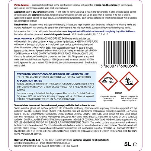 Patio Magic! 5 Litres Liquid Concentrate Mould, Algae and Moss Killer