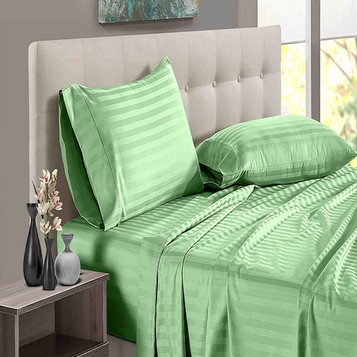 Sábanas planas de algodón egipcio para hotel + 2 fundas de almohada Olympic Queen todas las rayas - Imagen 30 de 99