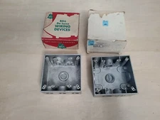2 VINTAGE  Bell Outdoor 276-6 Two Gang Weatherproof Box Hubbell