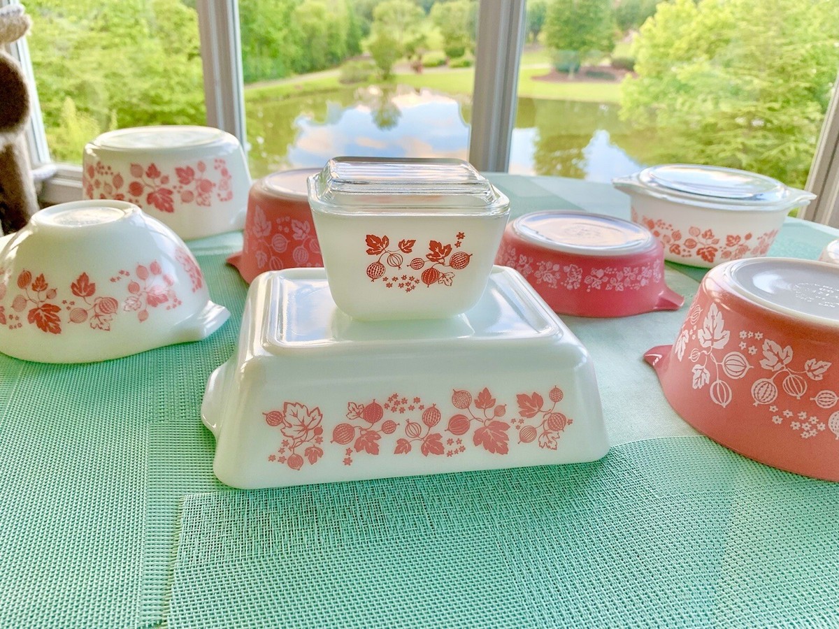 希少　Pyrex　イングランド　チューリップ柄　大皿　５枚　ピンクストライプ 希少 Pyrex イングランド チューリップ柄 大皿 5枚 ピンクストライプ