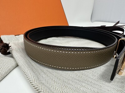 NIB 2023 Hermes Constance belt reversible black Taupe, Rose 