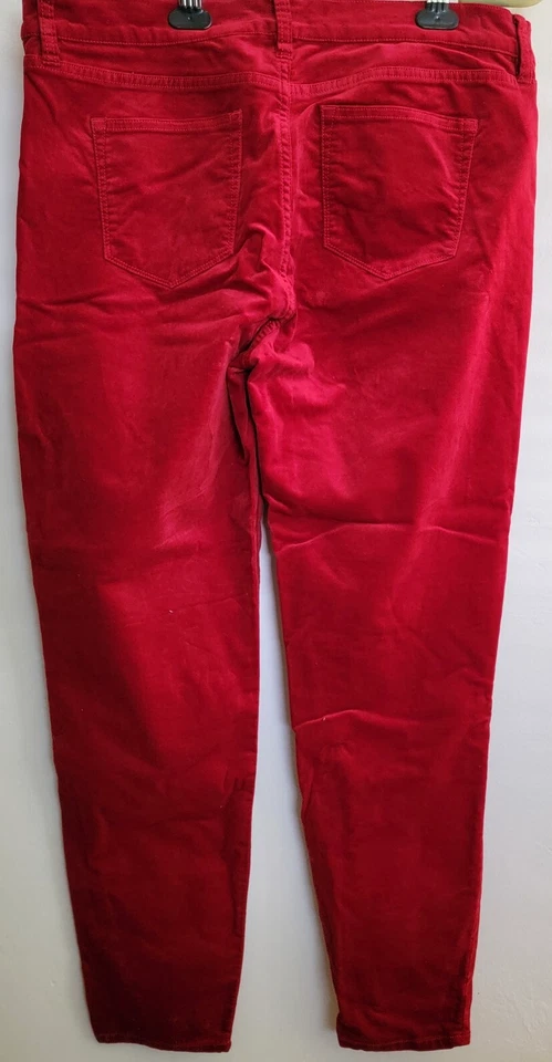 Pantalones ajustados J Crew para mujer teñidos rojos elásticos de terciopelo pierna recta 33/16 Foto 2 de 4