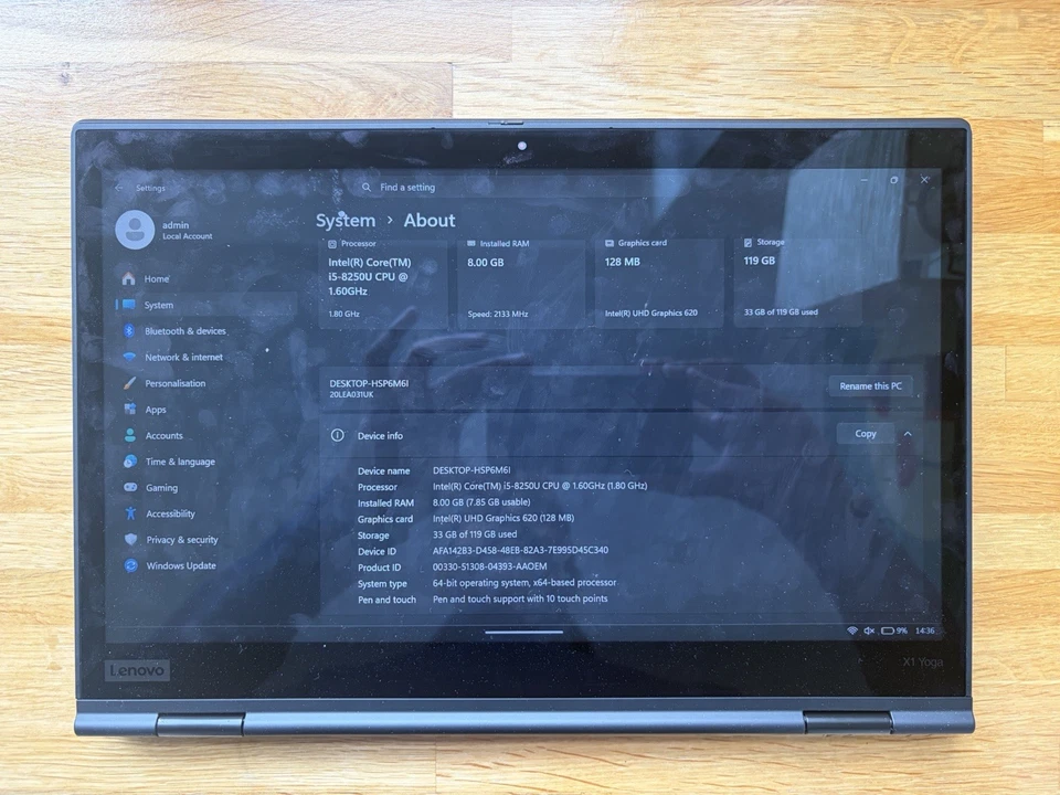 Lenovo ThinkPad X1 Yoga · i5-8250U · 8GB · 200GB, photo 4 of 5