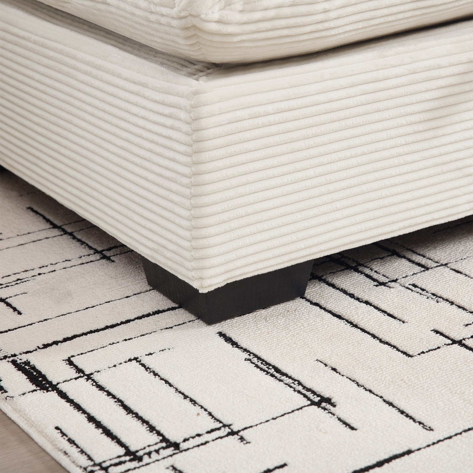 Oversized Cozy Corduroy Fabric Storage Ottoman Hide Compartment Footrest Cushion