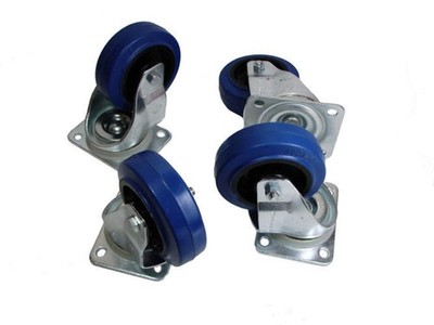 (4 PACK) PENN ELCOM W0990-V6 4'' Swivel Casters w/Blue Rubber Wheels & No Brake