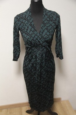 Paulina expect in Style Kleid Business Gr. S Wickeloptik grün schwarz Muster