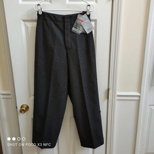 New Prada Thick Felt Wool Blend High Waisted Wide Leg Pants women 44 Anthracite