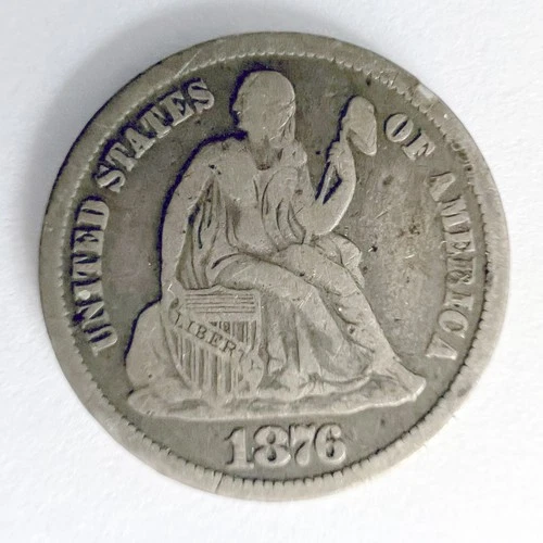 Dime 10c Seated Liberty 1876 P No Arrows Circulated