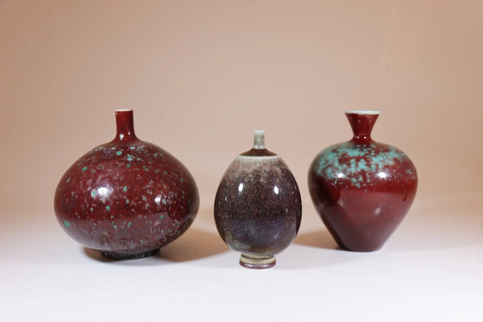 3 Stoneware Vases with Aniara Glaze Berndt Friberg Gustavsberg 1959 - Image 3 of 4