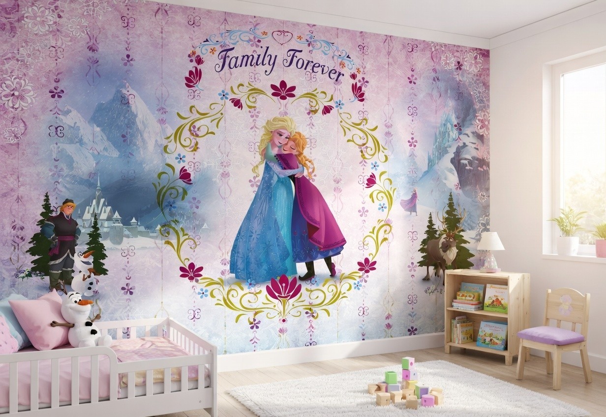 Disney Frozen Wallpaper 157x102 inch Elsa Anna Christmas Gift Wall Mural