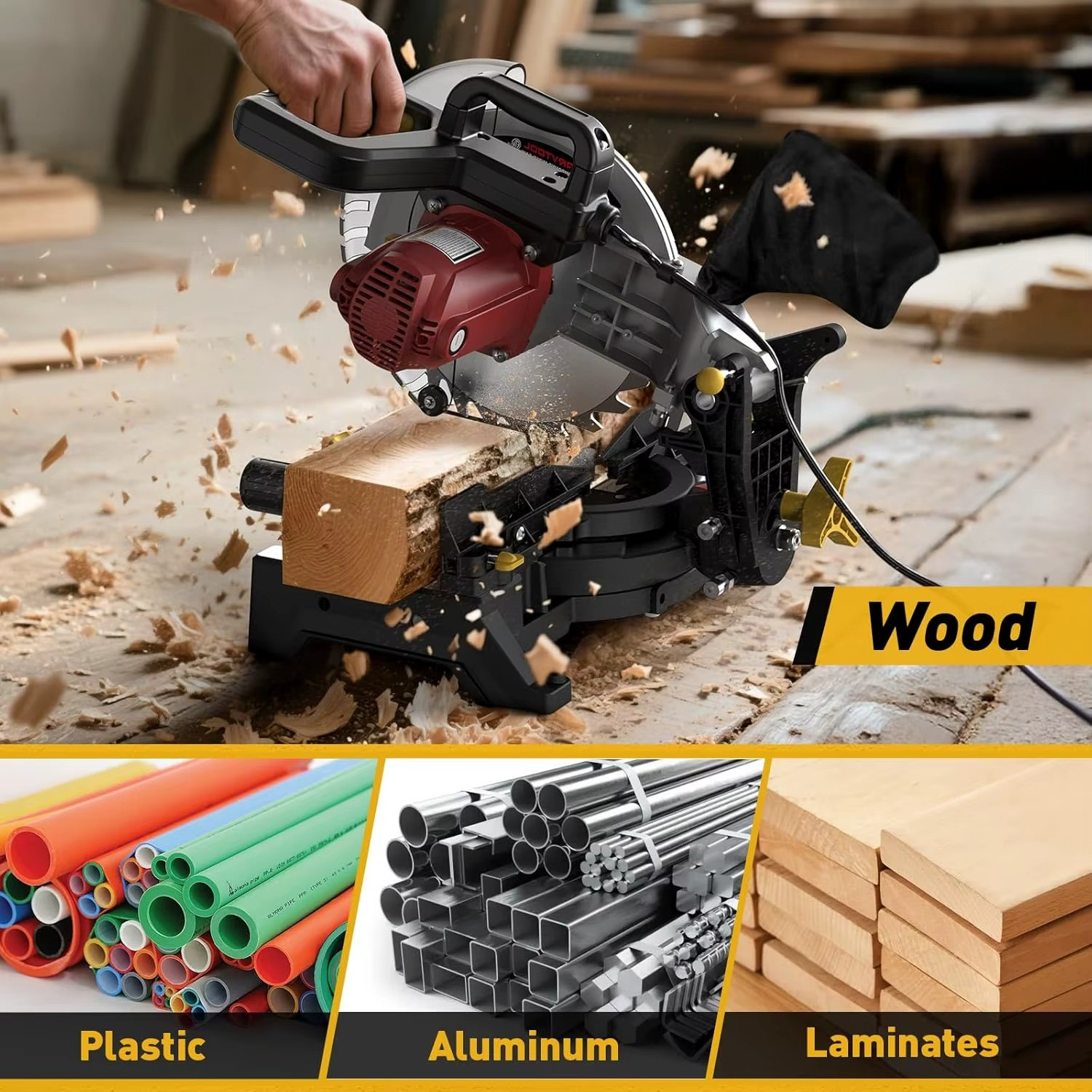 10" Compound Miter Saw Single Bevel 0-45&deg; 15Amp Power Saw With Extension Table.