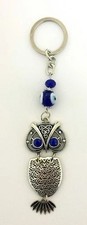 Blue Lucky Owl Key Chain Hanging Ring Feng Shui Evil Eye Protection