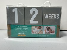 Kate  Milo First Moments Mommy, Baby Wooden Blocks Cubes Milestone Photo Props