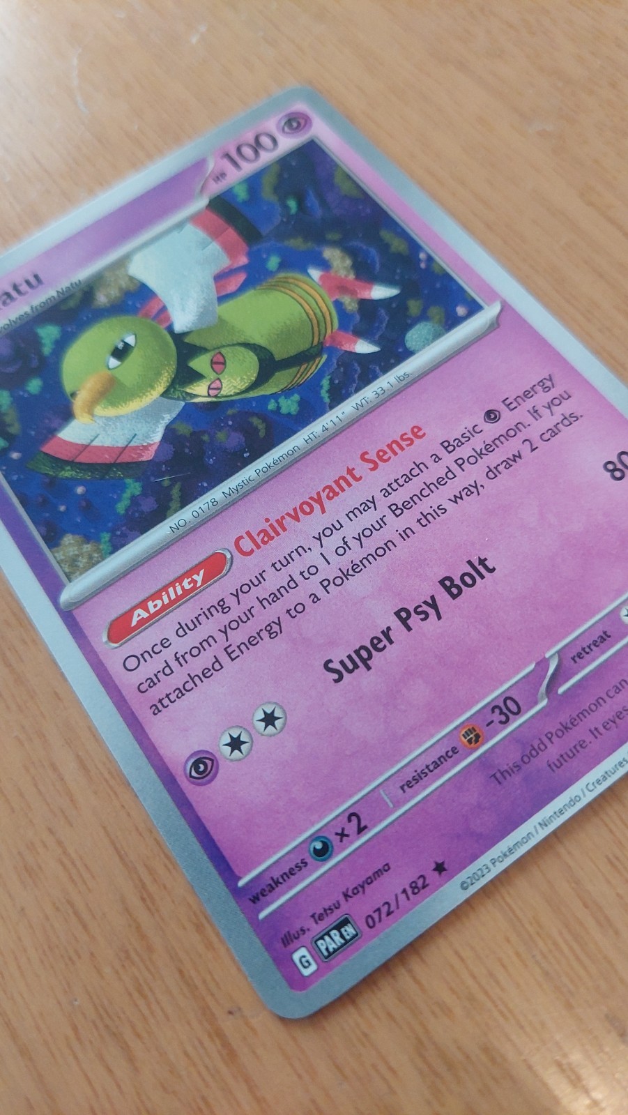 Xatu 72/182 Non-Holographic Pokemon card