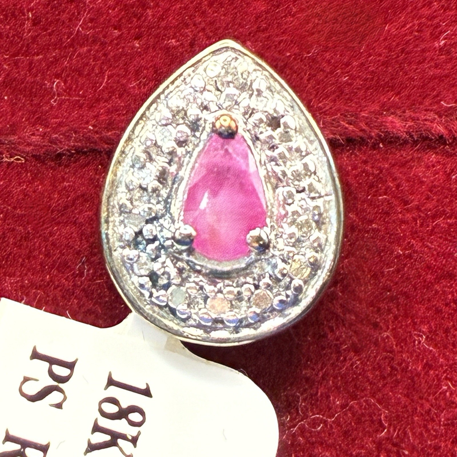 Never Worn, Ruby & Diamond Teardrop Shape Post Ea… - image 6