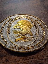 North American hunting club life member belt buckle