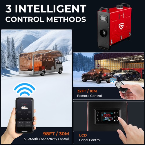8KW Diesel Air Heater 12V/24V APP Bluetooth & 110V AC Adapter For Car RV Indoors - Picture 4 of 15