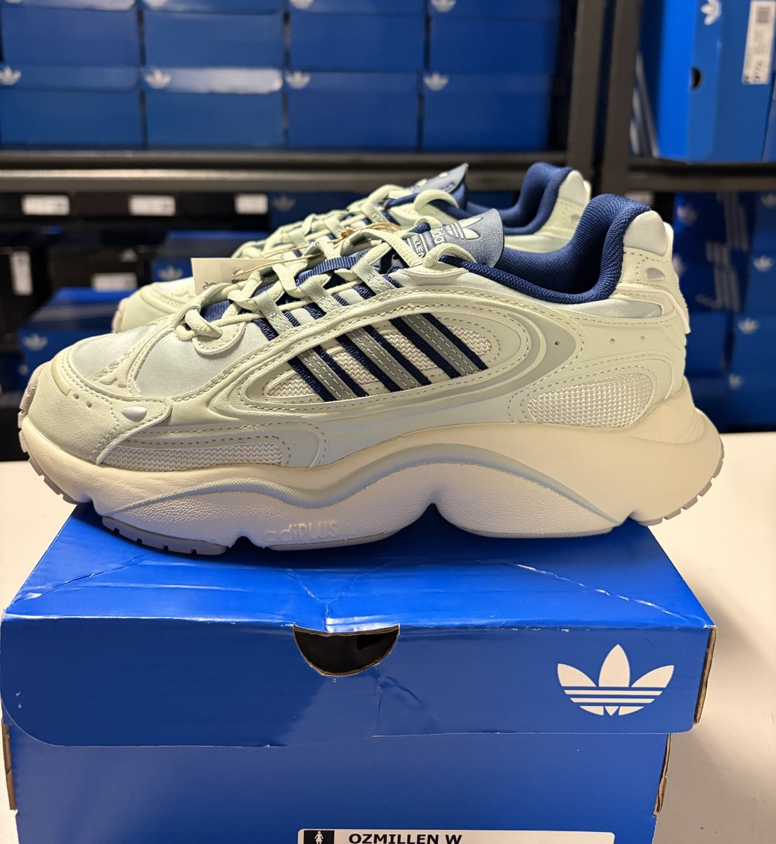 adidas original Ozmillen Womens linen green/dark blue - ji3124 | eBay