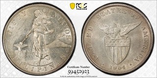 US/Philippines 1904 S Fifty Centavos PCGS AU 58