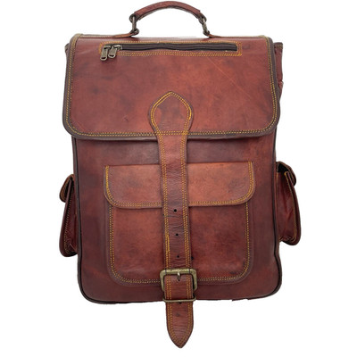 Kenar Leather Backpack Laptop Travel Book Bag Brown Vintage Style