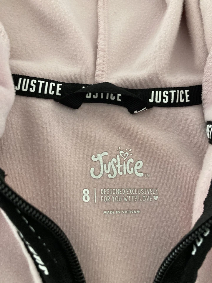 JERSEY CON CAPUCHA DE TERCIOPELO ROSA 1/4 CREMALLERA PARA NIÑAS DE JUSTICIA TALLA 8 Foto 3 de 4