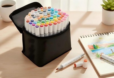 80 Colors Dual Tip  Markers Set Brush  Chisel for Adult Coloring Drawing