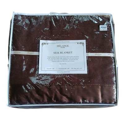 Melange Home Plaza Collection Silk Blanket Throw KING Luxury Chocolate Brown
