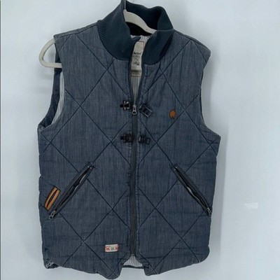 Marshall Artist Quilted Gilet Vest Blue Cotton Zip Men s L