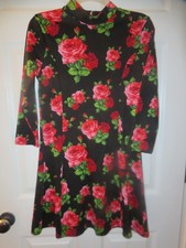 Forever 21 Dark Floral Fit & Flare Dress Sz L Roses Cute