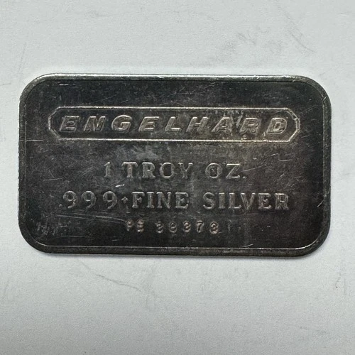 Engelhard Bar 1 Troy oz .999 Fine Silver S/N-PE38373 - Toned
