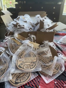Wedding Horseshoe Cork Coaster Favors  w/ Organza Bags & Thank You Tags