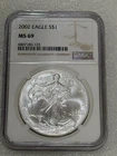 2002 Silver Eagle  NGC MS 69 Brown Label ~ PRISTINE ~ NO SPOTS (X)