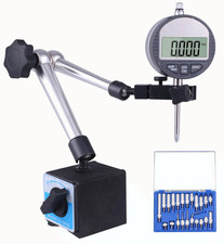 Digital Dial Indicator w/ Magnetic Base, Long Arm, 0-1" 0.01mm/0.001"