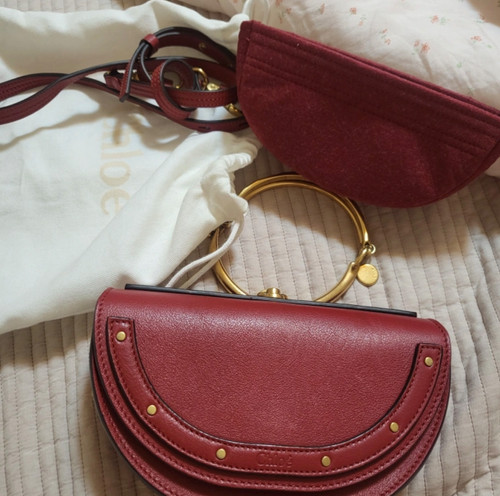 Chloé Nile Bracelet Minaudière Bag Burgundy - Authentic Designer Mini Bag