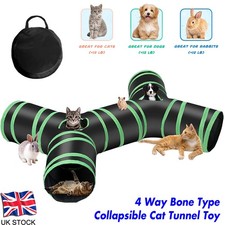 Upgraded Cat Tunnel Bone-Type, 4 Way Collapsible Cat Playhouse Pet Play Tunnel