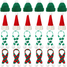 24 Pcs Mini Knit Santa Hats Tiny Christmas Scarf and Hats Set Mini Scarf for Cra