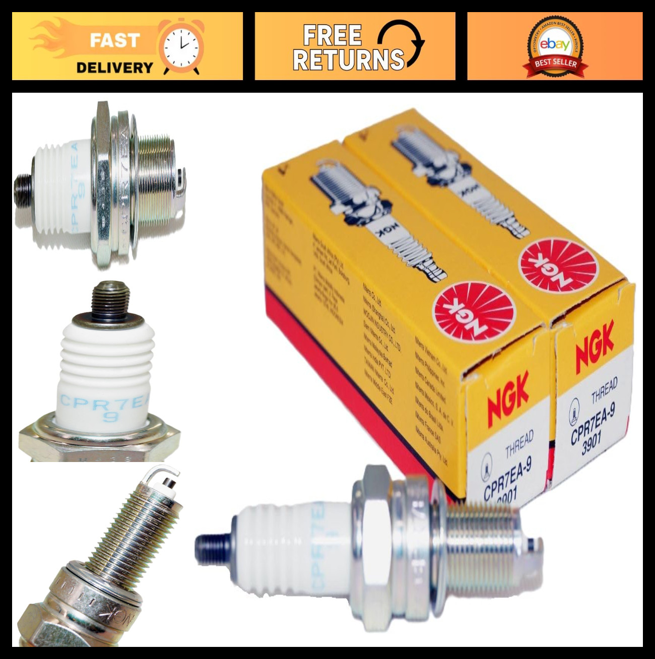 High-Performance Spark Plug Set CPR7EA-9, 2 Pieces, Ideal for Engine Upgrade