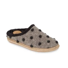 Toni Pons Women's Miri Faux Fur Lined Scuff Espadrille Slipper Grey Wool Size 38