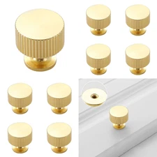 Brushed Gold Kitchen Cabinet Knobs Pulls Solid Brass Dresser Drawer Knob Handle