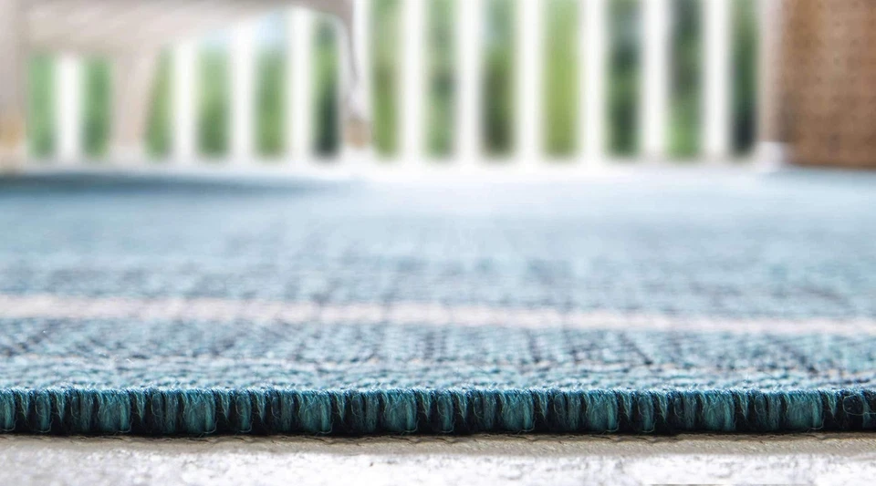 Outdoor Border Collection Area Rug - Soft Border (8'x 11' 4" Rectangle, Teal/... - Image 4 of 4