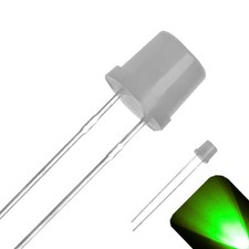 10 x 5mm Diffused Flat Top Frosted Milky Lens LED Green Ultra Bright Wide Angle